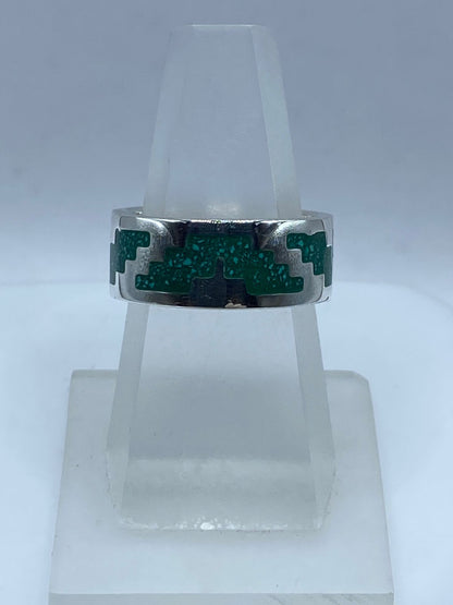 Anillo Forma de Pirámide en Plata .925 con Ónix, vista frontal