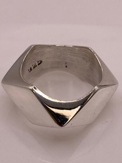 Anillo Geométrico de Plata Ley .925 con Diseño Rombo, sello de autenticidad Plata Ley .925