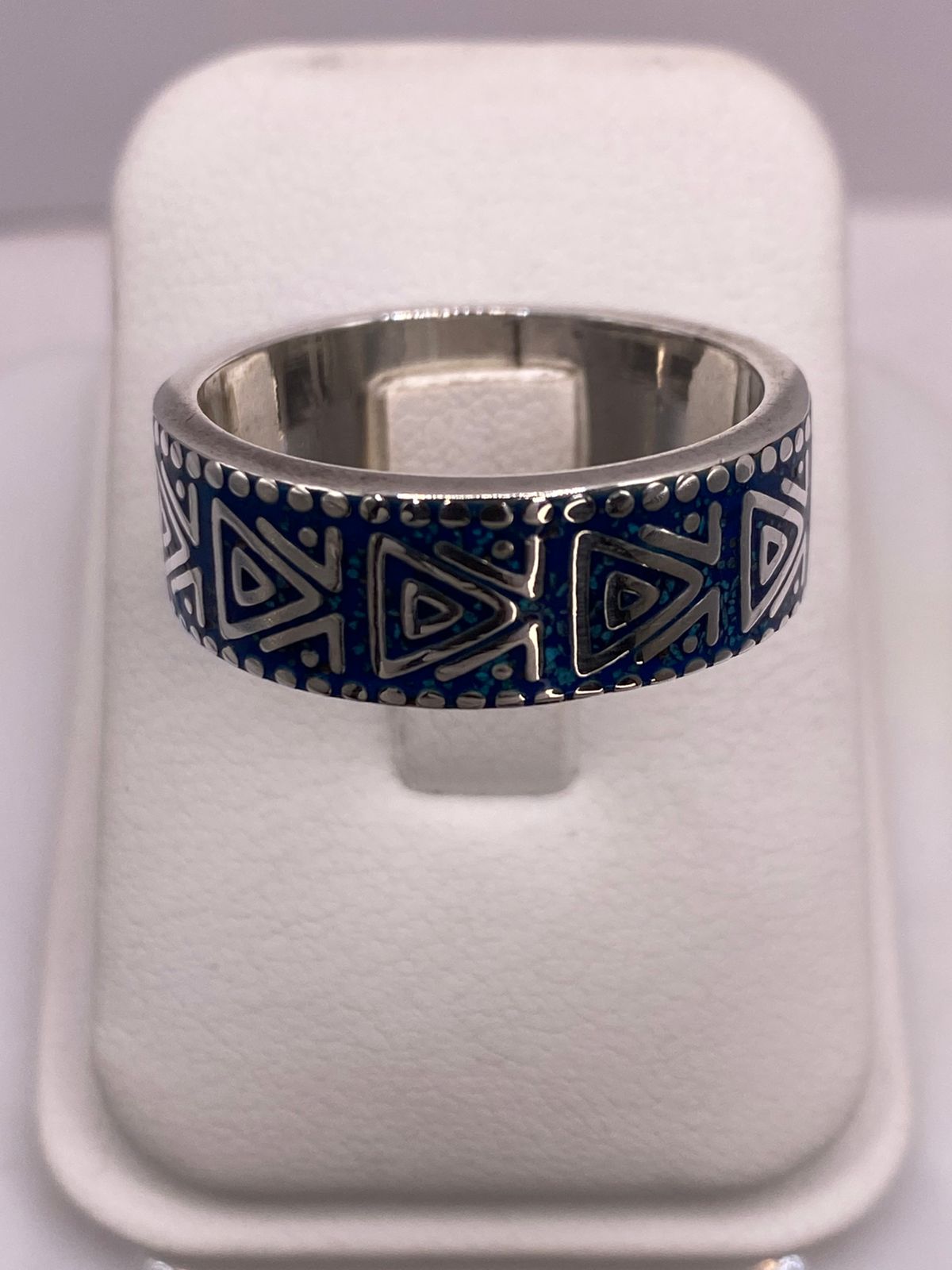 Anillo Geométrico en Plata .925 con Turquesa, vista frontal