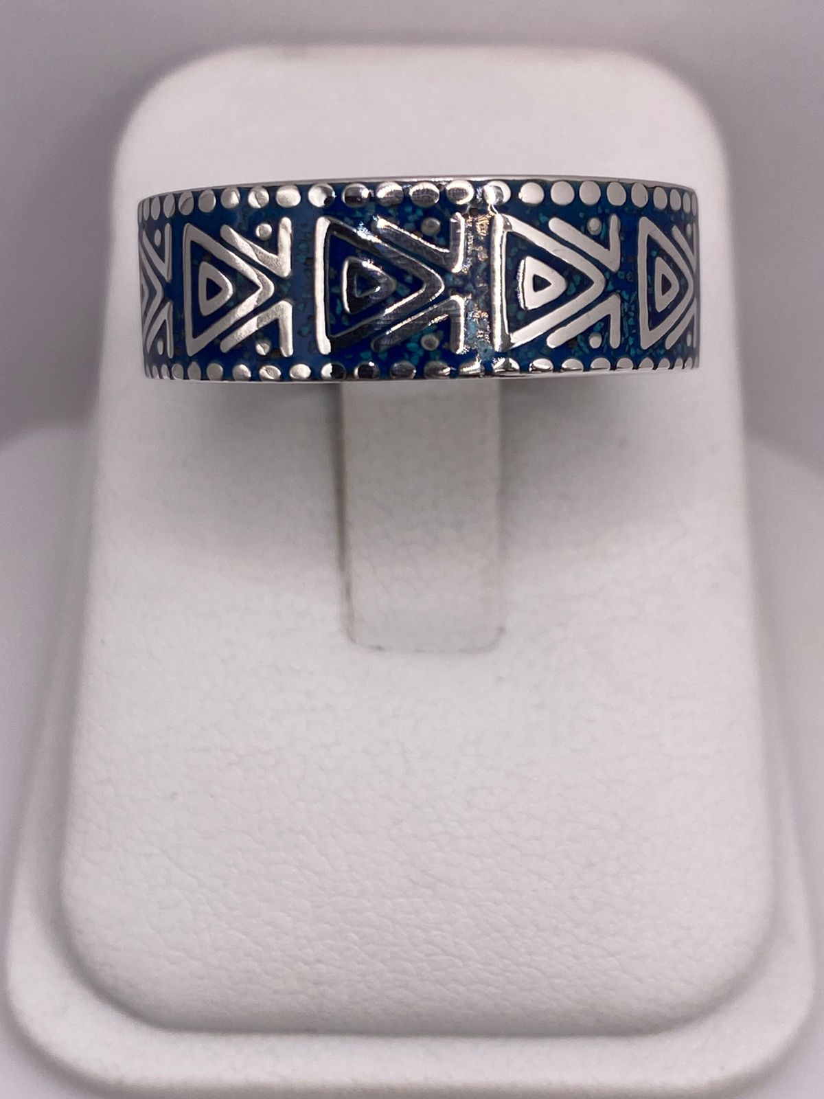 Anillo Geométrico en Plata .925 con Turquesa — vista lateral