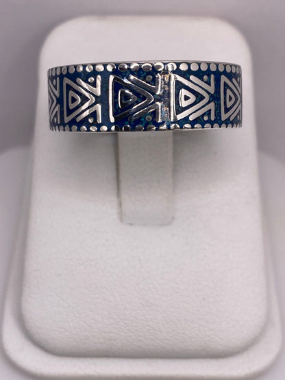 Anillo Geométrico en Plata .925 con Turquesa — vista lateral