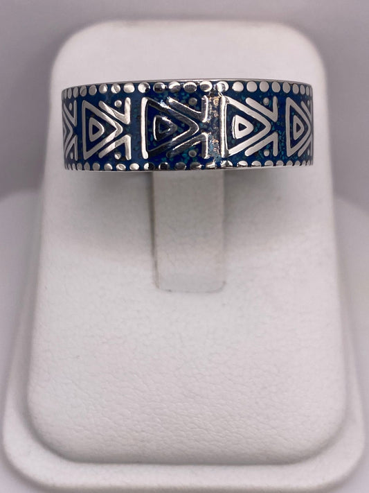 Anillo Geométrico en Plata .925 con Turquesa — vista lateral