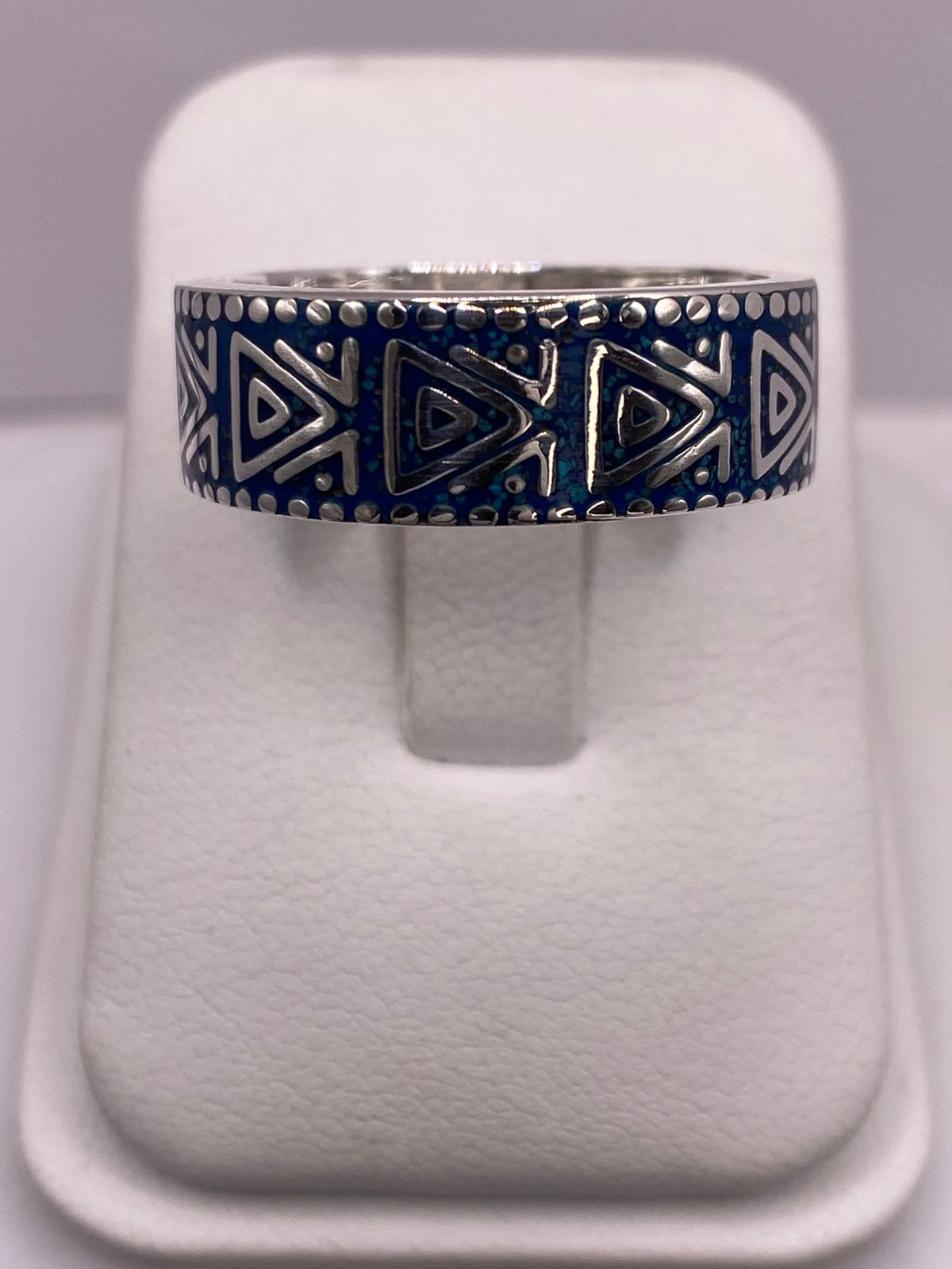 Anillo Geométrico en Plata .925 con Turquesa, vista lateral