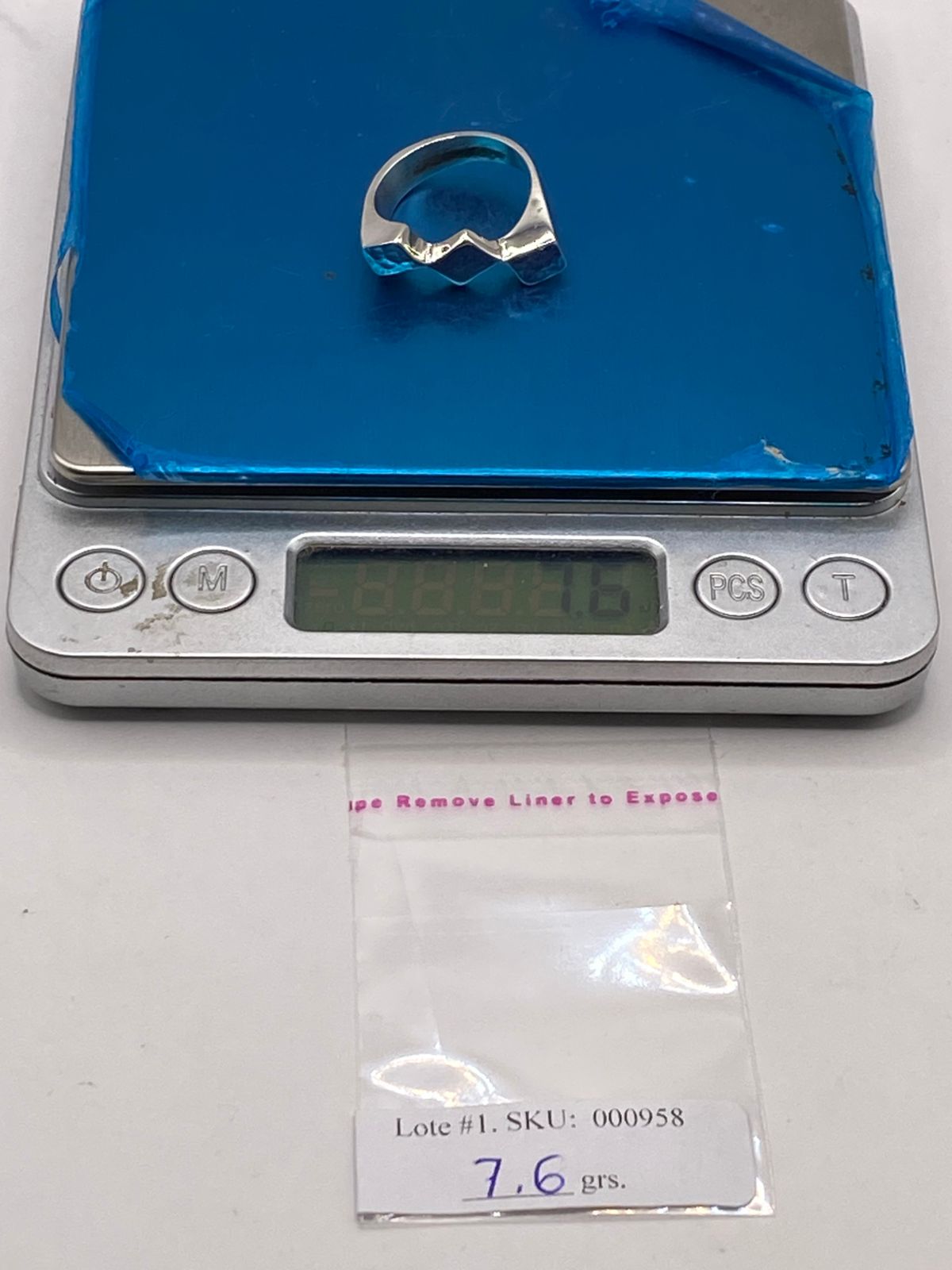 Anillo Geométrico Zigzag de Plata Ley .925, peso en gramos (báscula)