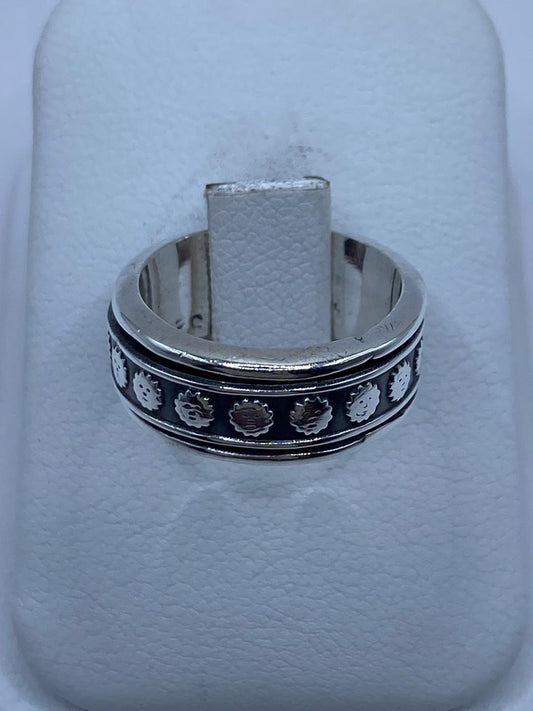 Anillo Giratorio de Plata 925 con Caritas de Sol — vista lateral