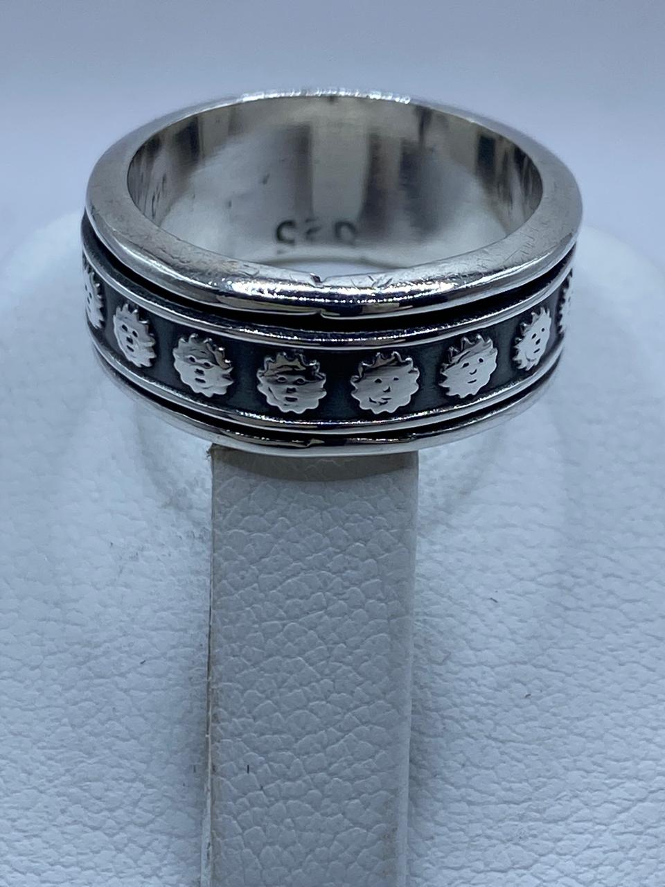 Anillo Giratorio de Plata 925 con Caritas de Sol, sello de autenticidad Plata Ley .925
