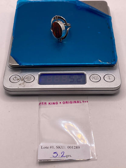 Anillo Giratorio Doble Vista con Ópalo de Fuego — Plata Ley 925, peso en gramos (báscula)