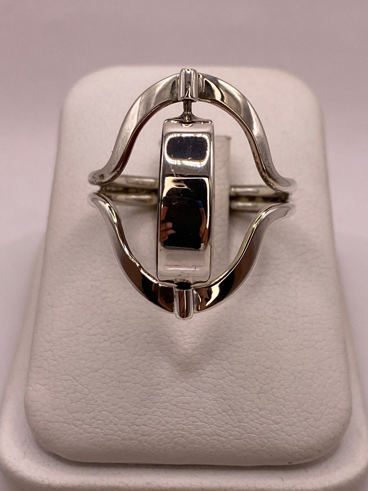 Anillo Giratorio Doble Vista con Ópalo de Fuego — Plata Ley 925, vista superior
