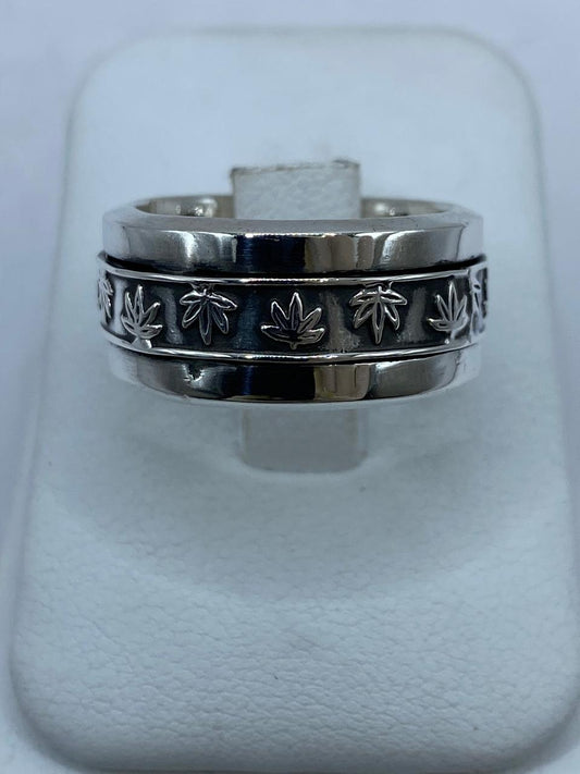 Anillo Giratorio Hoja de Maple en Plata .925 — vista lateral