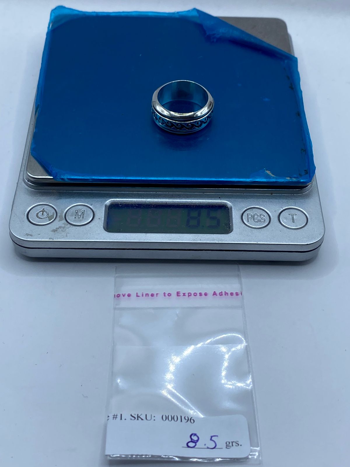 Anillo Giratorio de Plata 925 con Diseño de Olas Clásicas , vista superior