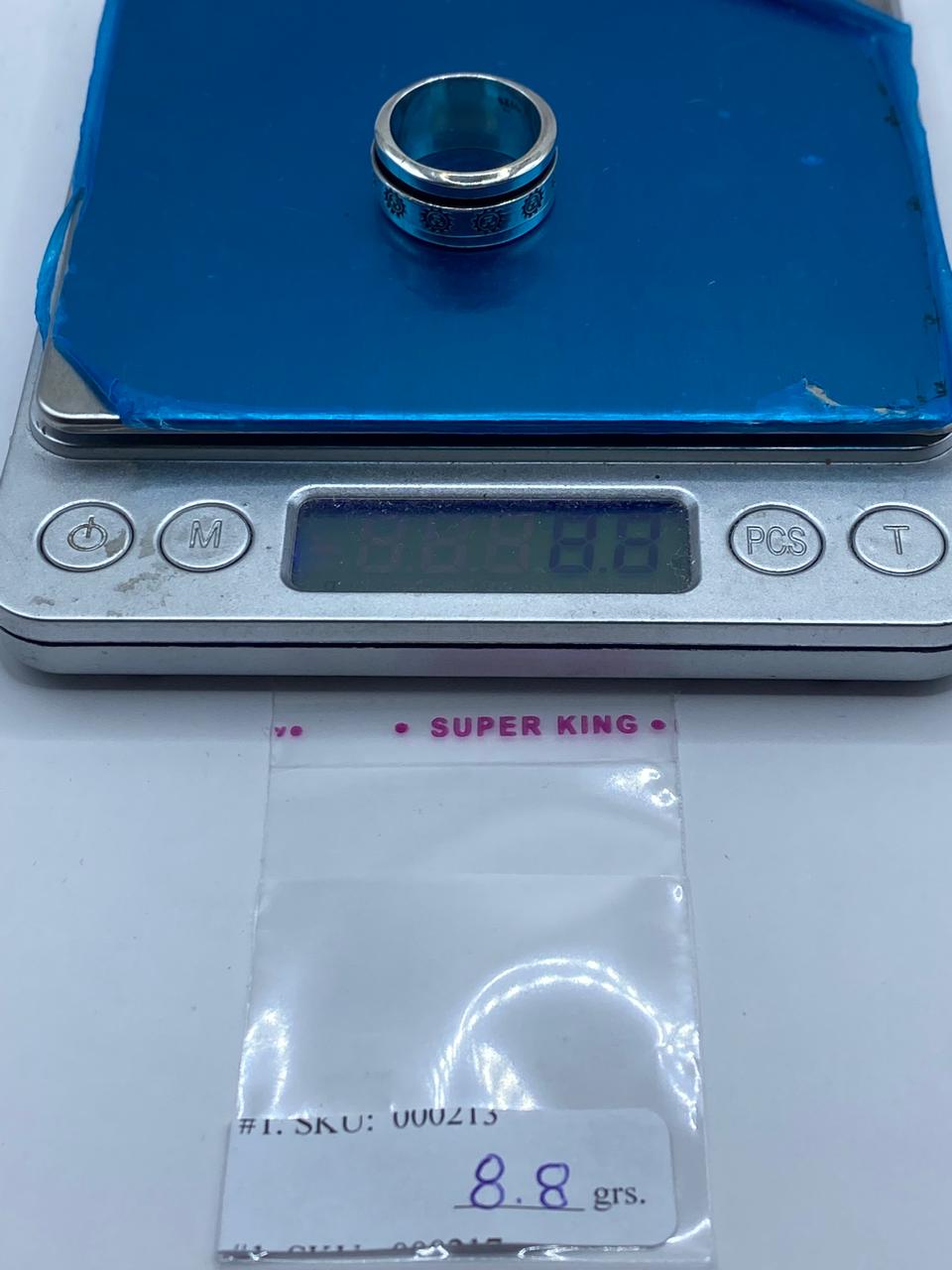 Anillo Giratorio de Plata 925 con Diseño de Soles, peso en gramos (báscula)