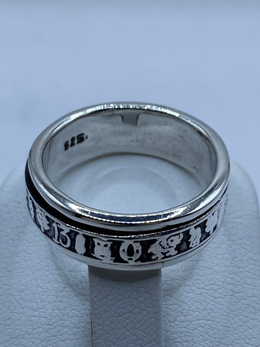 Anillo Giratorio de Plata 925 con Símbolos de la Suerte, sello de autenticidad Plata Ley .925