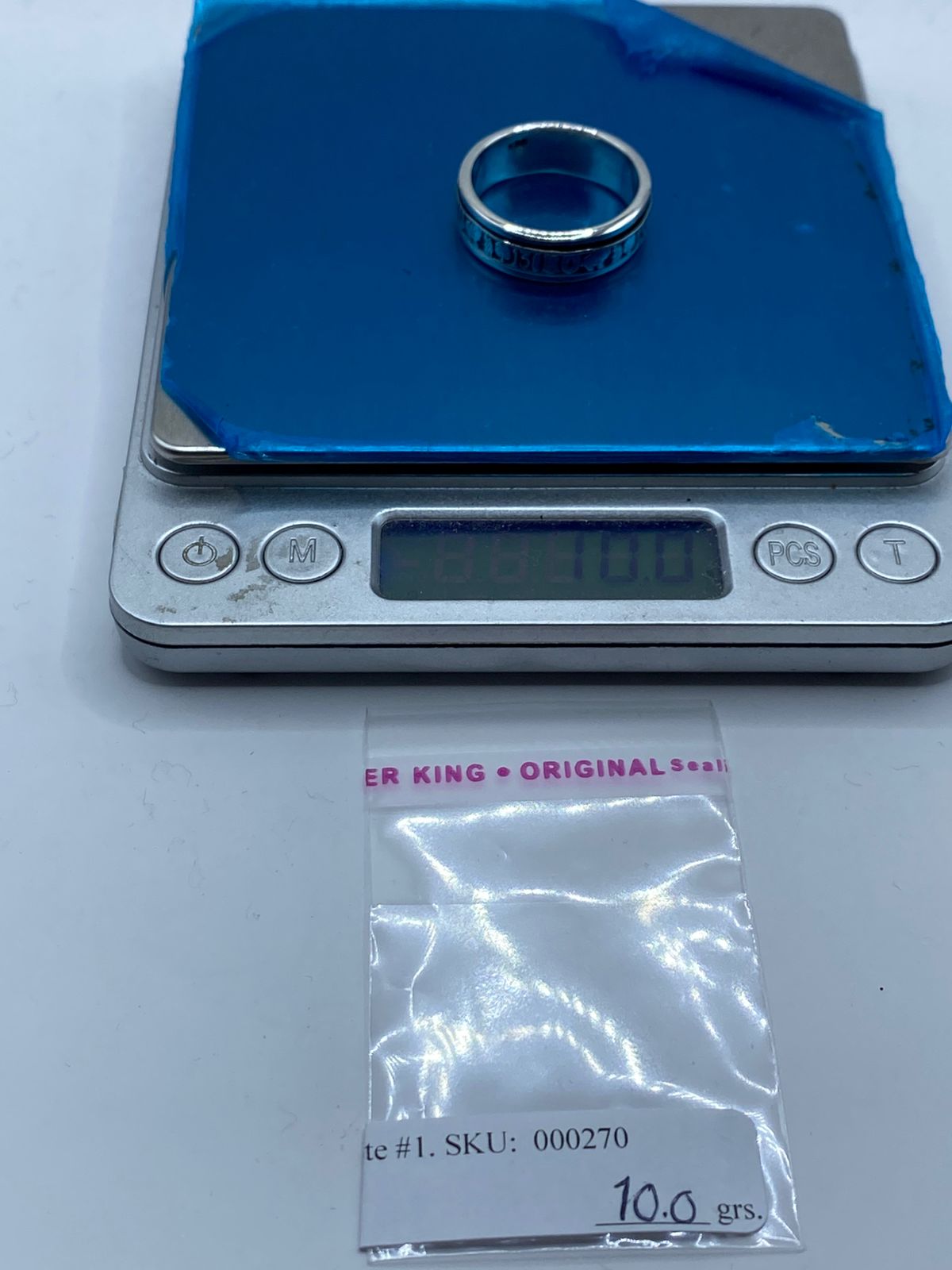 Anillo Giratorio de Plata 925 con Símbolos de la Suerte, peso en gramos (báscula)