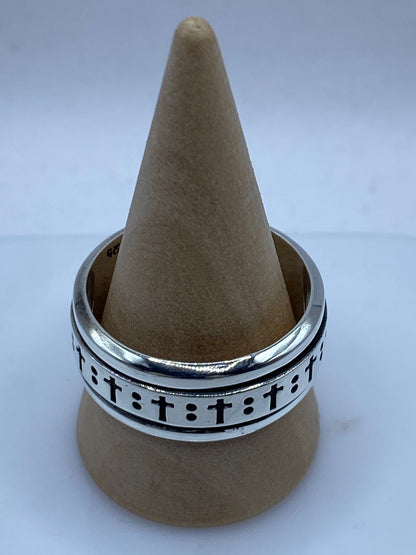 Anillo Giratorio de Plata 925 con Cruce, vista frontal