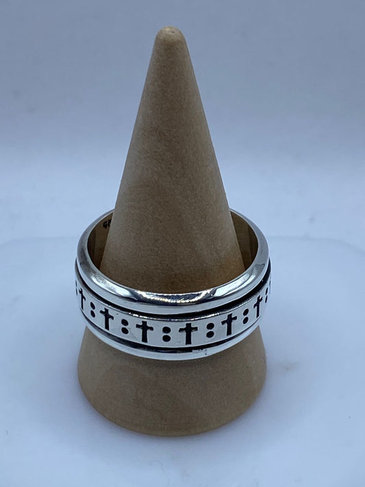 Anillo Giratorio de Plata 925 con Cruce