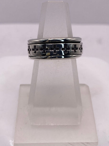 Anillo Giratorio de Plata .925 con Cruces Caladas