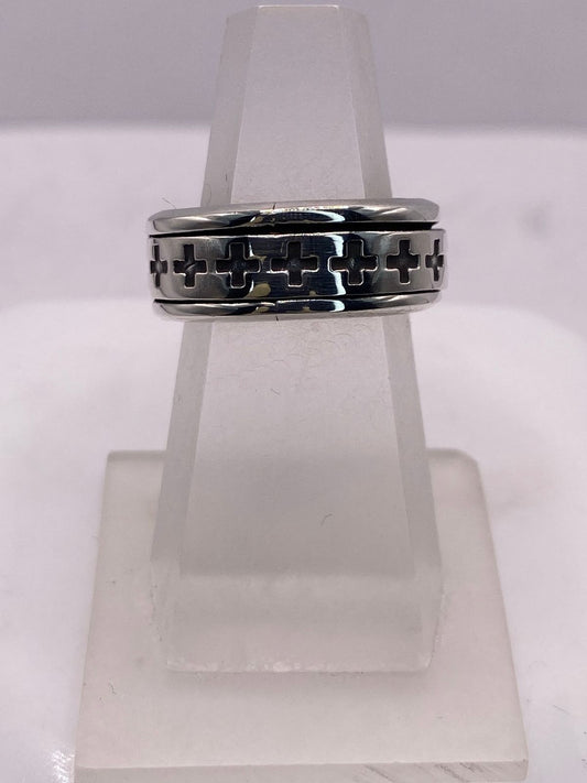 Anillo Giratorio de Plata .925 con Cruces Caladas