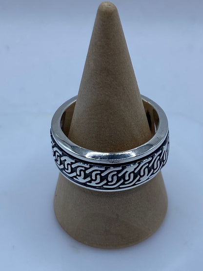 Anillo Giratorio de Plata 925 con Diseño de Cadena — vista lateral