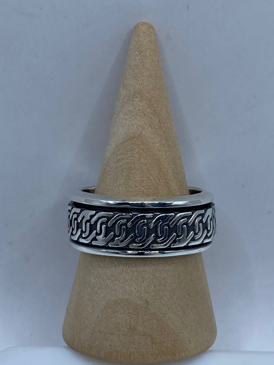 Anillo Giratorio de Plata 925 con Diseño de Cadena, vista frontal
