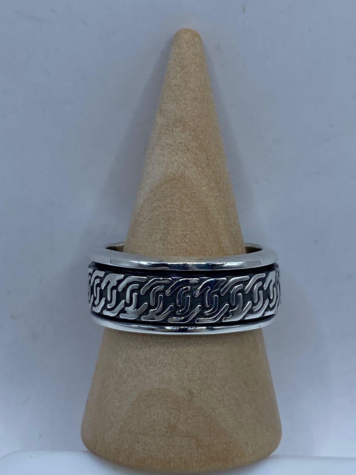 Anillo Giratorio de Plata 925 con Diseño de Cadena