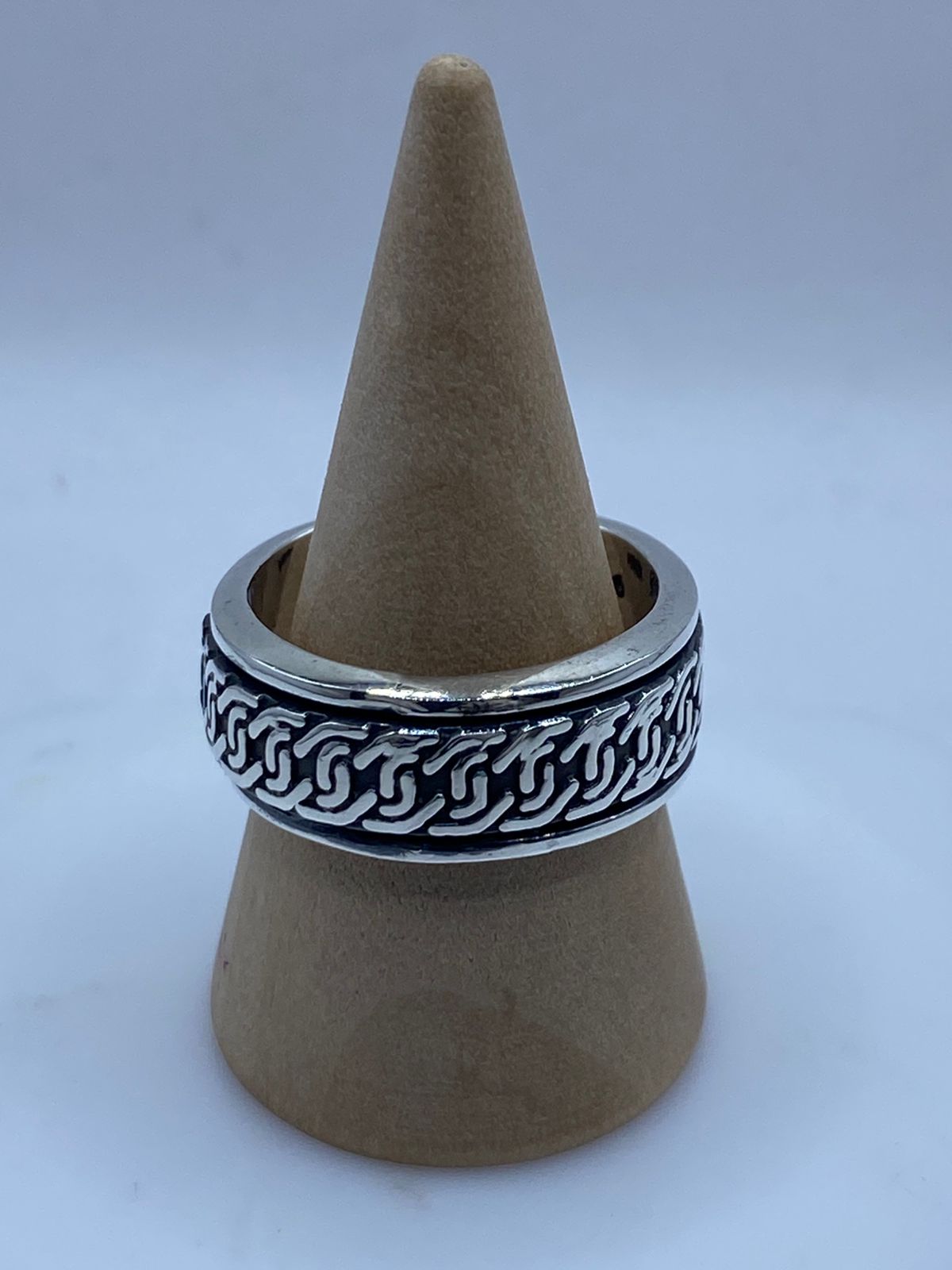 Anillo Giratorio de Plata 925 con Diseño de Cadena, vista frontal