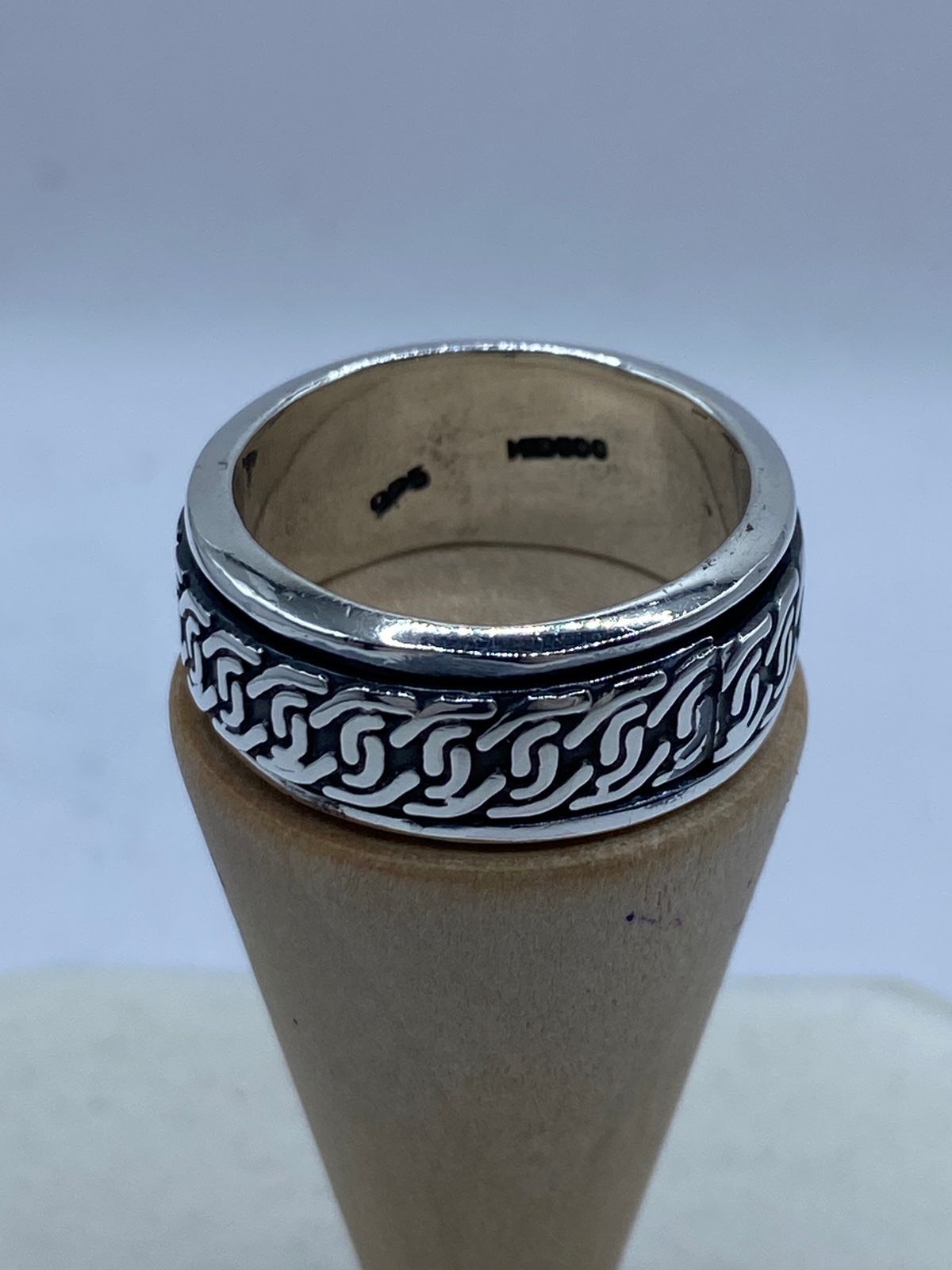 Anillo Giratorio de Plata 925 con Diseño de Cadena, sello de autenticidad Plata Ley .925