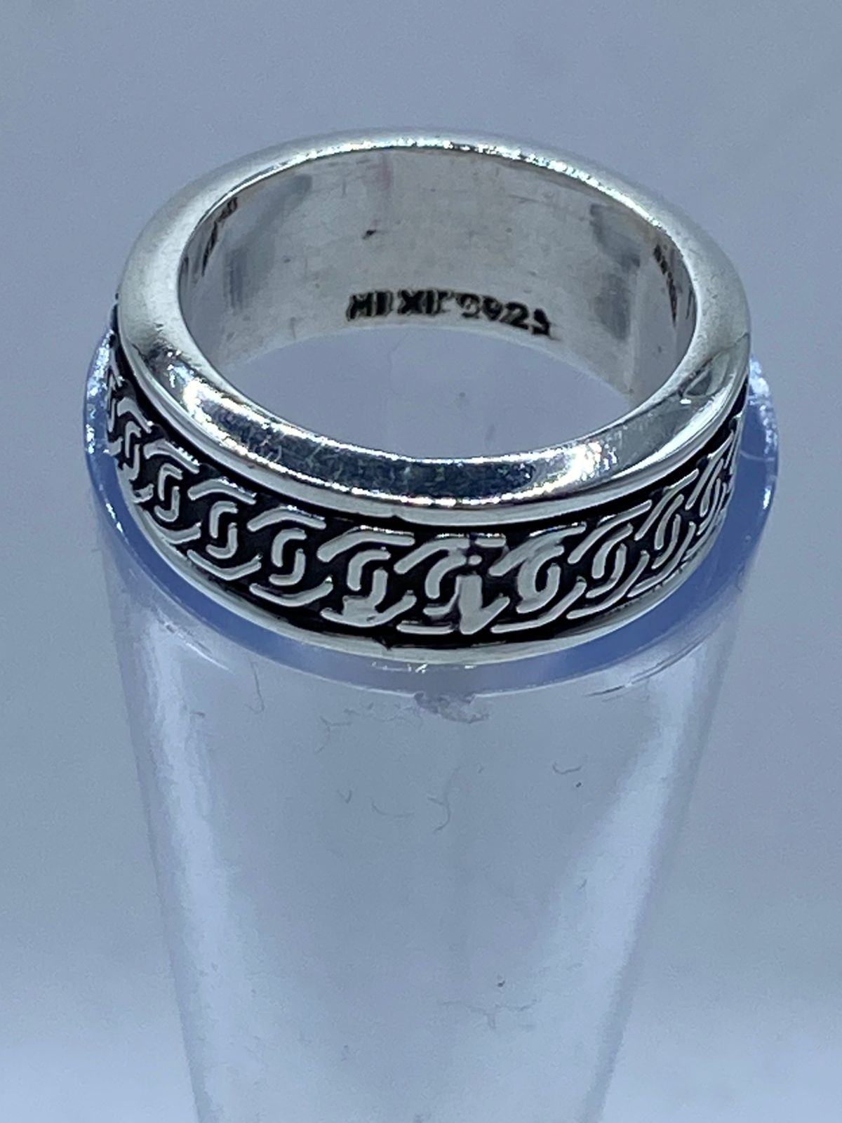 Anillo Giratorio de Plata 925 con Diseño de Cadena, sello de autenticidad Plata Ley .925