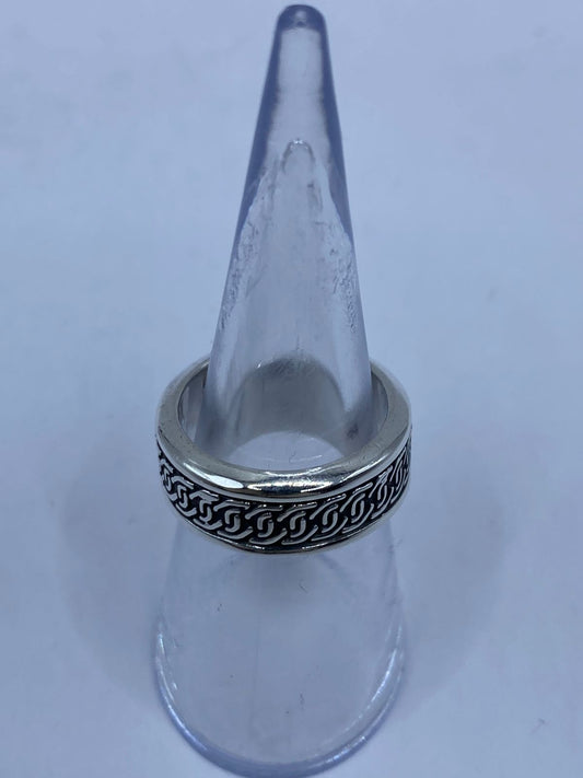 Anillo Giratorio de Plata 925 con Diseño de Cadena — vista lateral
