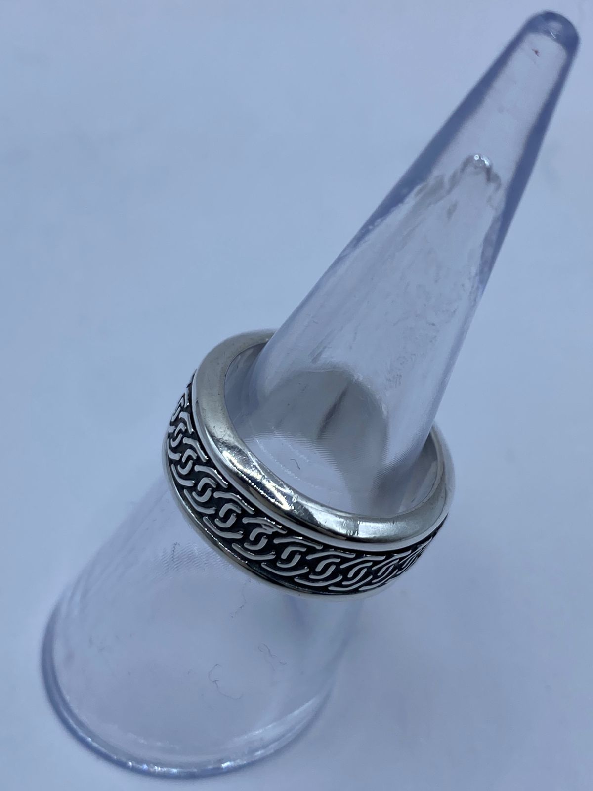 Anillo Giratorio de Plata 925 con Diseño de Cadena, vista frontal
