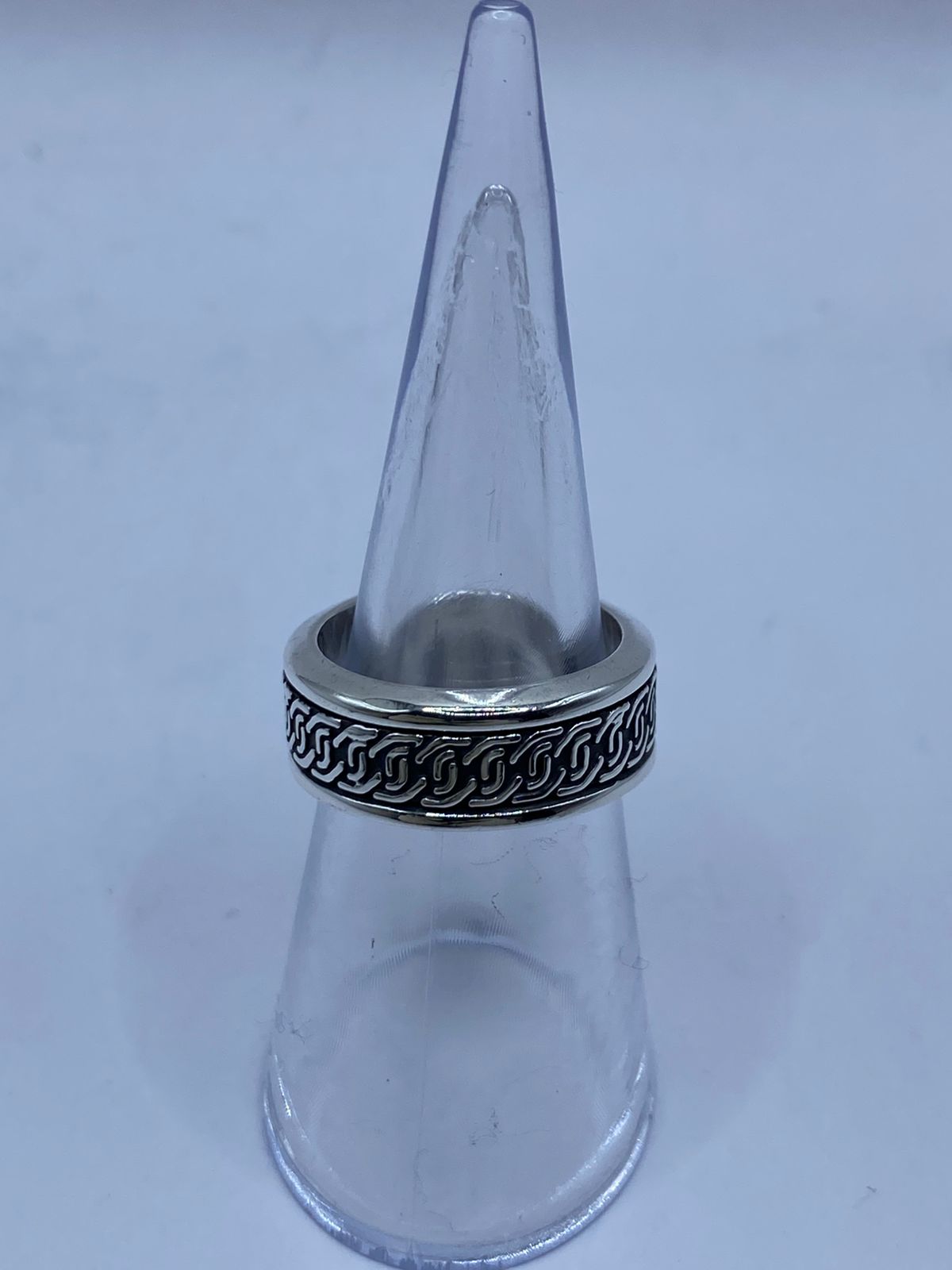 Anillo Giratorio de Plata 925 con Diseño de Cadena, vista lateral