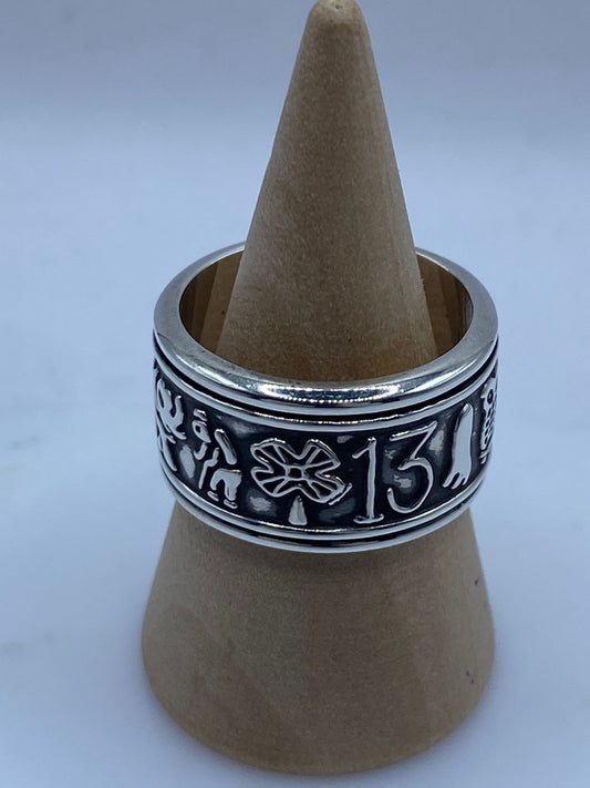 Anillo Giratorio de Plata 925 con Diseño de Elefantes y Número 13