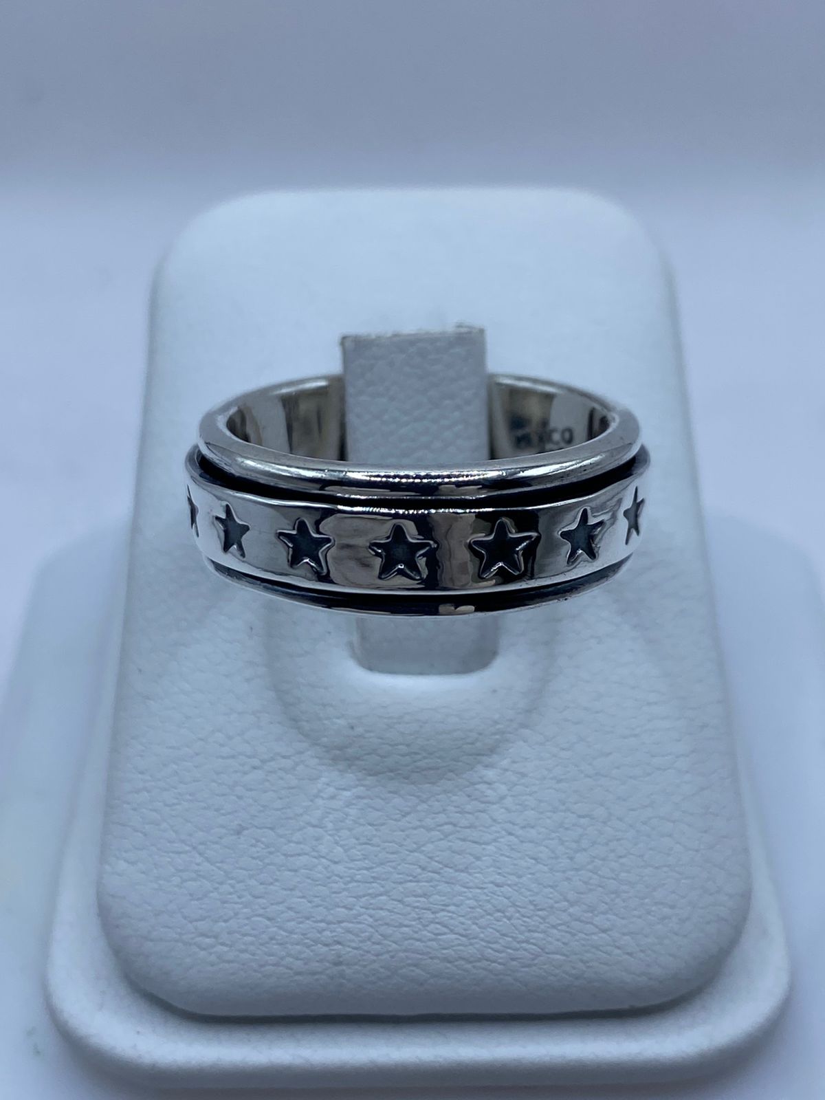 Anillo Giratorio de Plata 925 con Diseño de Estrellas