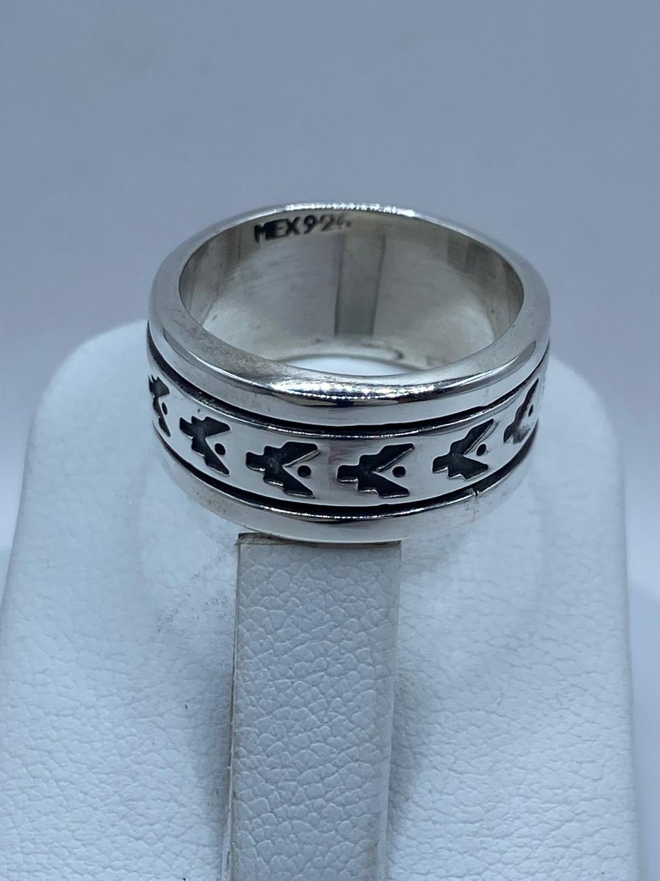 Anillo Giratorio de Plata 925 con Diseño de Flechas, sello de autenticidad Plata Ley .925