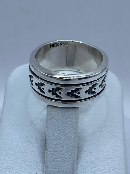 Anillo Giratorio de Plata 925 con Diseño de Flechas, sello de autenticidad Plata Ley .925
