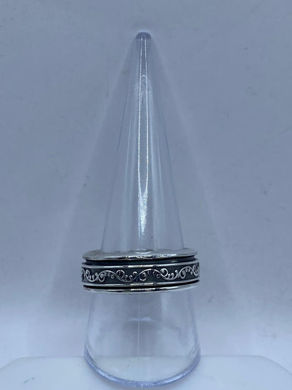 Anillo Giratorio de Plata 925 con Diseño Floral Clásico, vista frontal