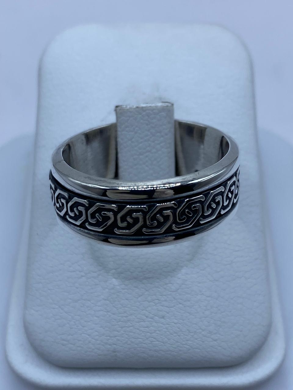 Anillo Giratorio de Plata 925 con Diseño Geométrico Clásico, vista frontal