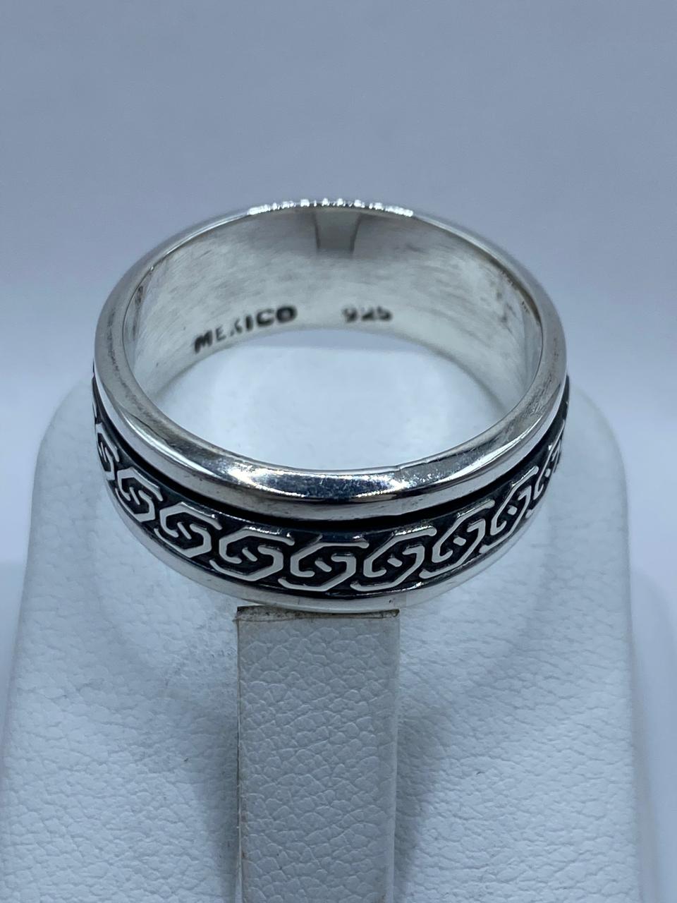 Anillo Giratorio de Plata 925 con Diseño Geométrico Clásico, sello de autenticidad Plata Ley .925