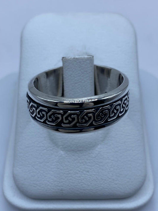 Anillo Giratorio de Plata 925 con Diseño Geométrico Clásico