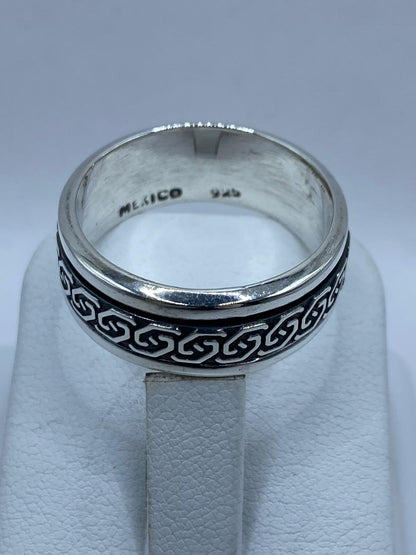 Anillo Giratorio de Plata 925 con Diseño Geométrico Clásico, sello de autenticidad Plata Ley .925