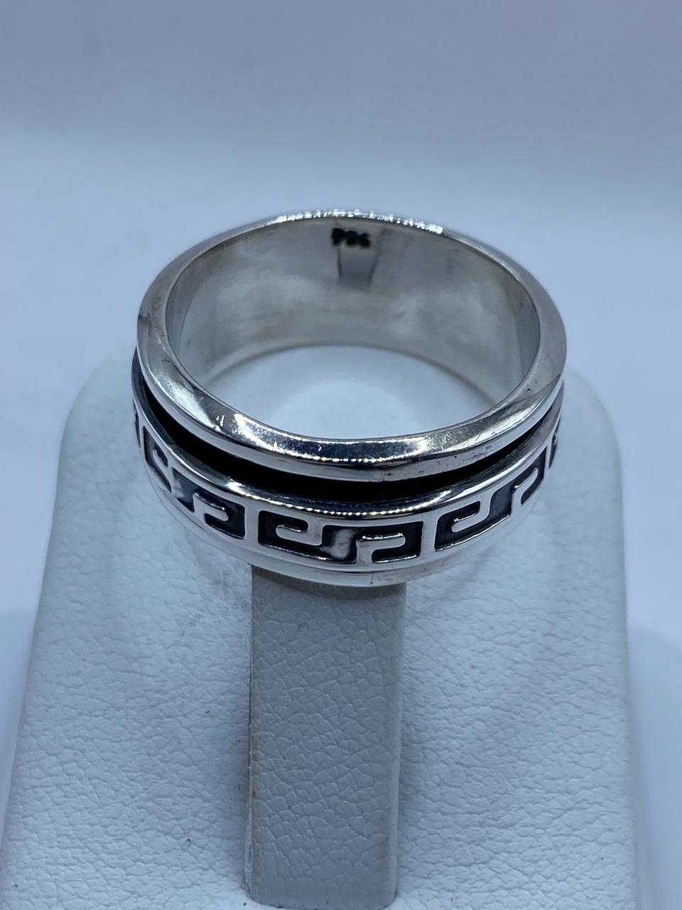 Anillo Giratorio de Plata 925 con Diseño Geométrico Estilo Griego, sello de autenticidad Plata Ley .925