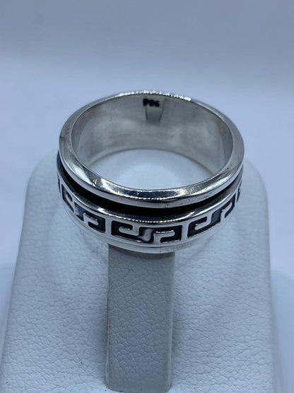 Anillo Giratorio de Plata 925 con Diseño Geométrico Estilo Griego, sello de autenticidad Plata Ley .925