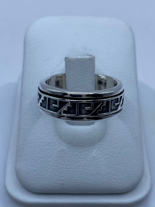 Anillo Giratorio de Plata 925 con Diseño Geométrico Moderno – Estilo Urbano Elegante — vista lateral