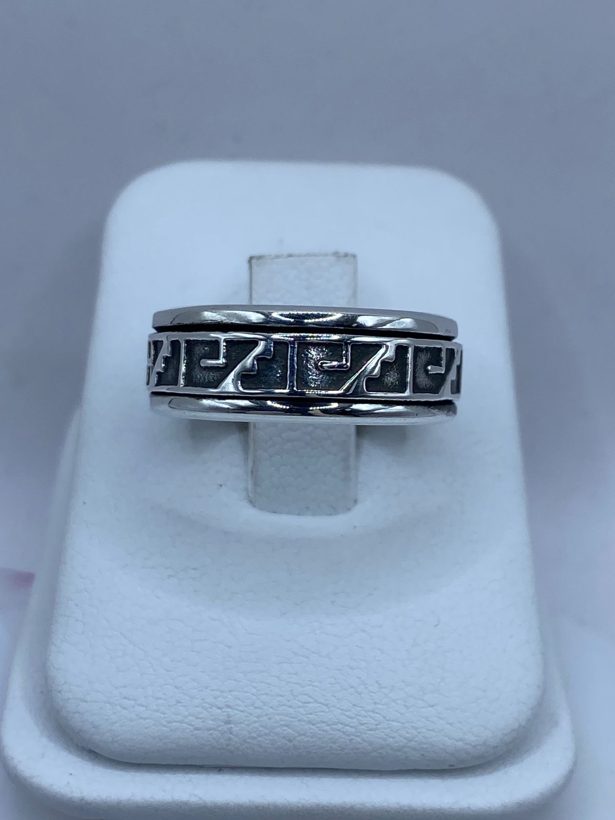 Anillo Giratorio de Plata 925 con Diseño Geométrico Moderno – Estilo Urbano Elegante , vista frontal