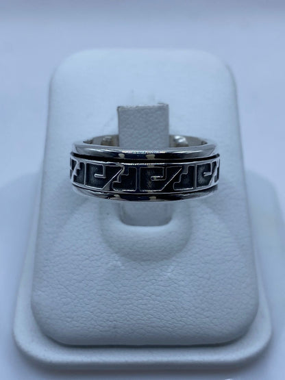 Anillo Giratorio de Plata 925 con Diseño Geométrico Moderno – Estilo Urbano Elegante , vista lateral