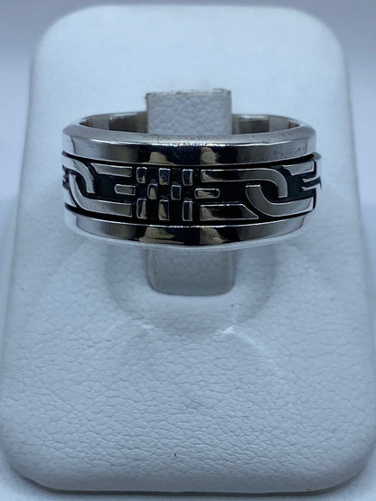 Anillo Giratorio de Plata 925 con Diseño Geométrico Moderno — vista lateral