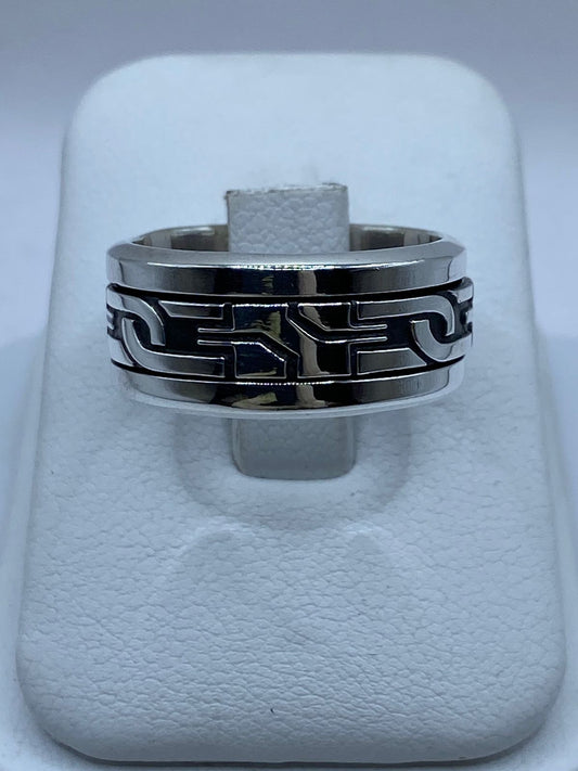 Anillo Giratorio de Plata 925 con Diseño Geométrico Moderno, vista frontal