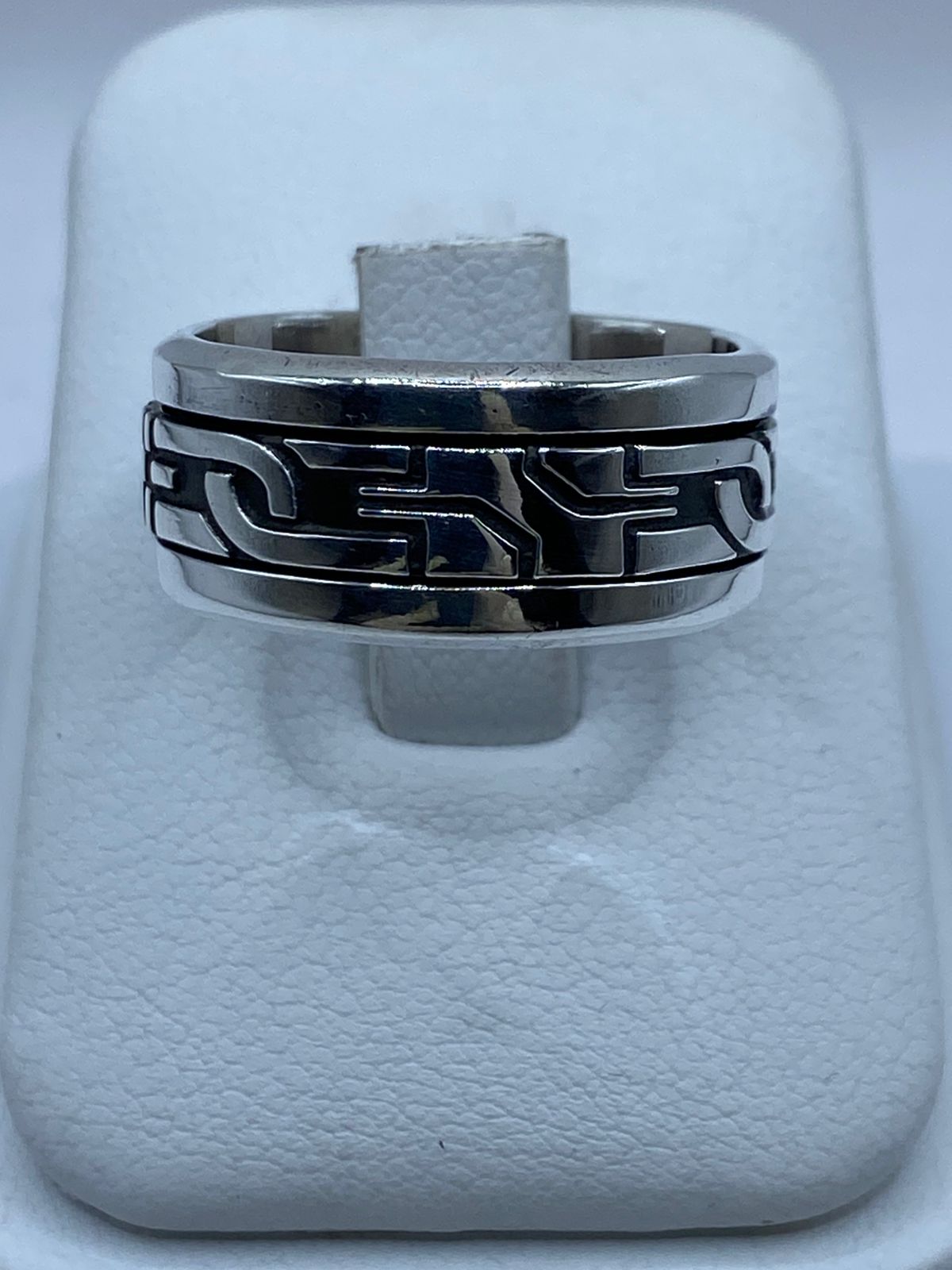Anillo Giratorio de Plata 925 con Diseño Geométrico Moderno, sello de autenticidad Plata Ley .925