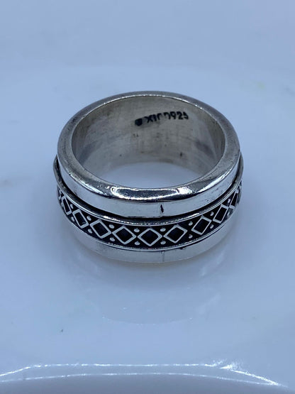 Anillo Giratorio de Plata 925 con Diseño Geométrico de Rombos, sello de autenticidad Plata Ley .925