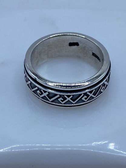 Anillo Giratorio de Plata 925 con Diseño Geométrico en Zigzag, sello de autenticidad Plata Ley .925