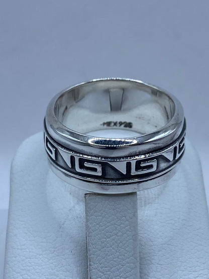 Anillo Giratorio de Plata 925 con Diseño Greca Clásico, sello de autenticidad Plata Ley .925